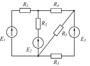В изображенной схеме e1 50 в e2 150 в e3 200